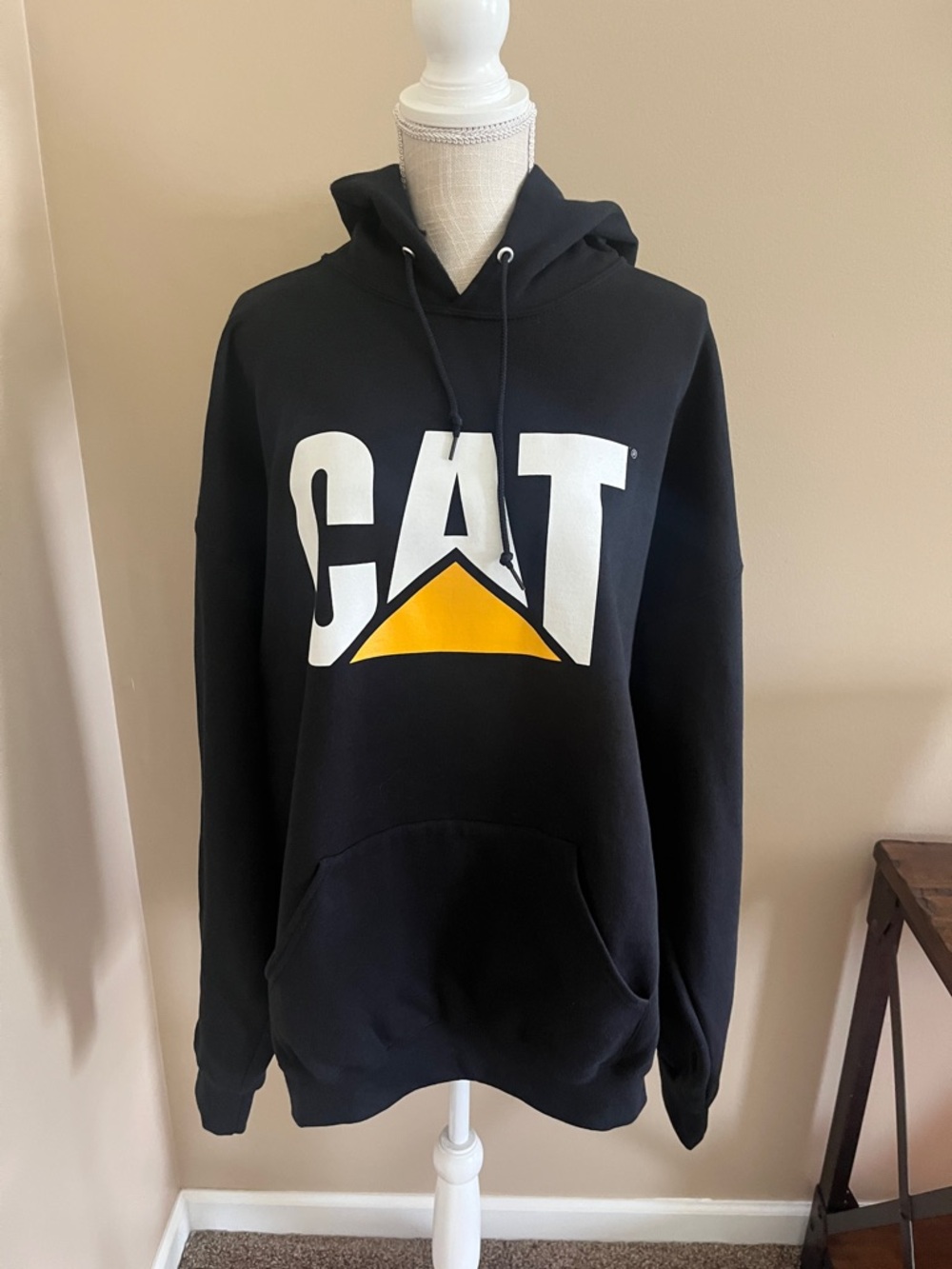 Jerzees Black Hoodie with White and Yellow CAT Logo